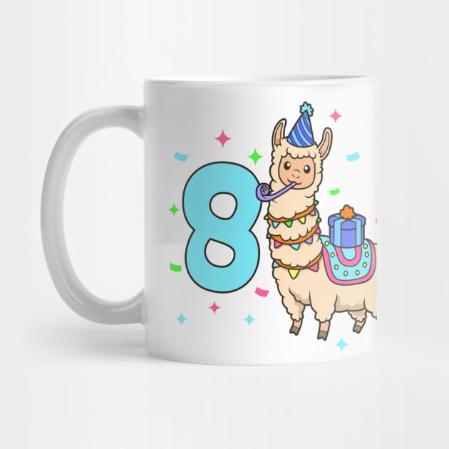 I am 8 with Lama - kids birthday 8 years old by Modern Medieval Design